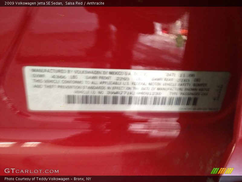Salsa Red / Anthracite 2009 Volkswagen Jetta SE Sedan