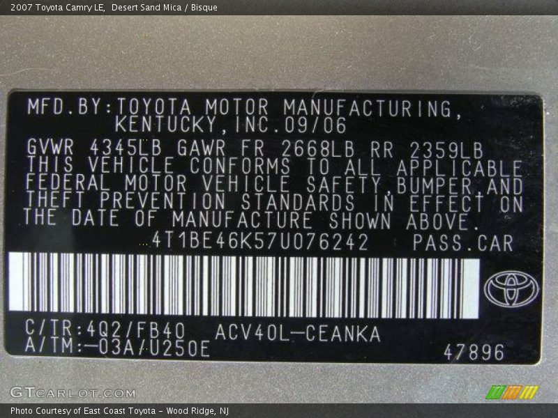 Desert Sand Mica / Bisque 2007 Toyota Camry LE
