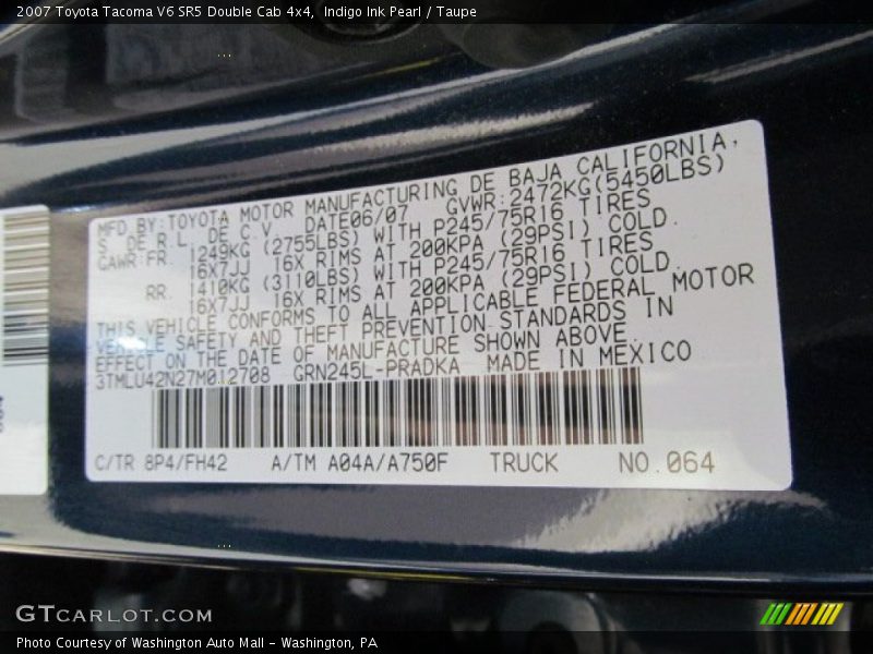 Indigo Ink Pearl / Taupe 2007 Toyota Tacoma V6 SR5 Double Cab 4x4