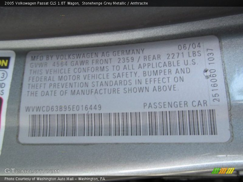 Stonehenge Grey Metallic / Anthracite 2005 Volkswagen Passat GLS 1.8T Wagon