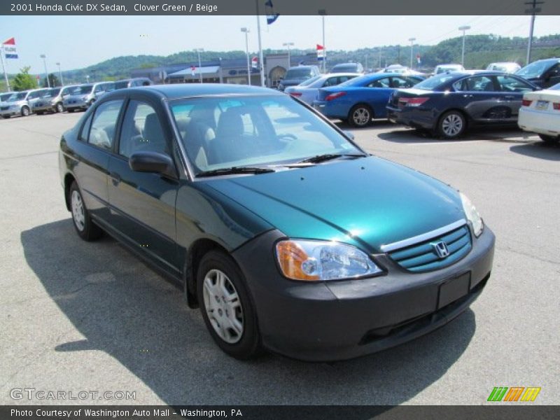 Clover Green / Beige 2001 Honda Civic DX Sedan