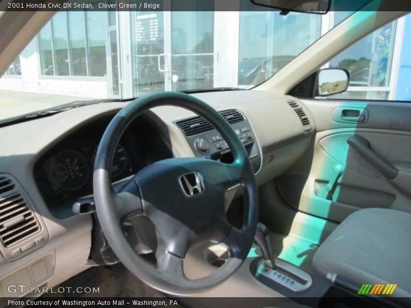 Clover Green / Beige 2001 Honda Civic DX Sedan