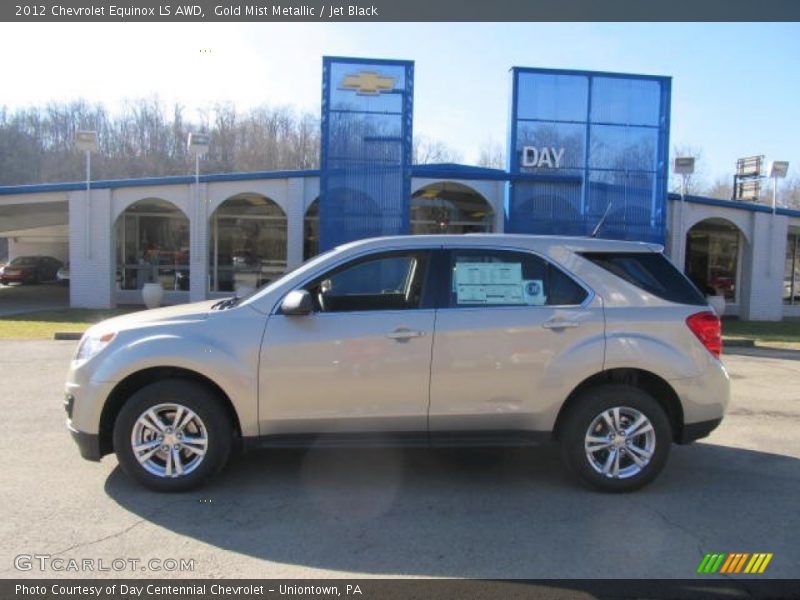 Gold Mist Metallic / Jet Black 2012 Chevrolet Equinox LS AWD