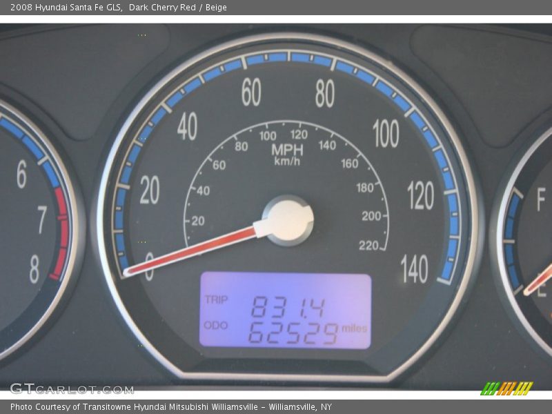 Dark Cherry Red / Beige 2008 Hyundai Santa Fe GLS