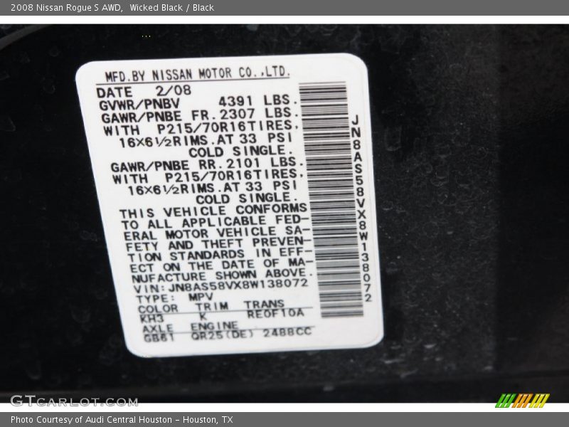 Wicked Black / Black 2008 Nissan Rogue S AWD