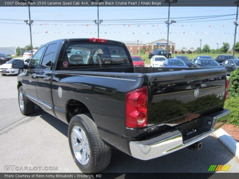 Brilliant Black Crystal Pearl / Khaki Beige 2007 Dodge Ram 1500 Laramie Quad Cab 4x4
