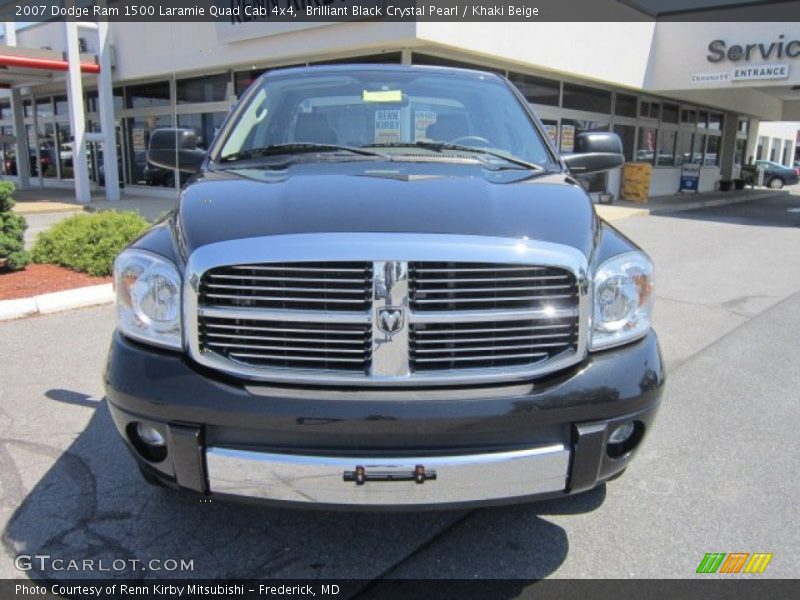 Brilliant Black Crystal Pearl / Khaki Beige 2007 Dodge Ram 1500 Laramie Quad Cab 4x4