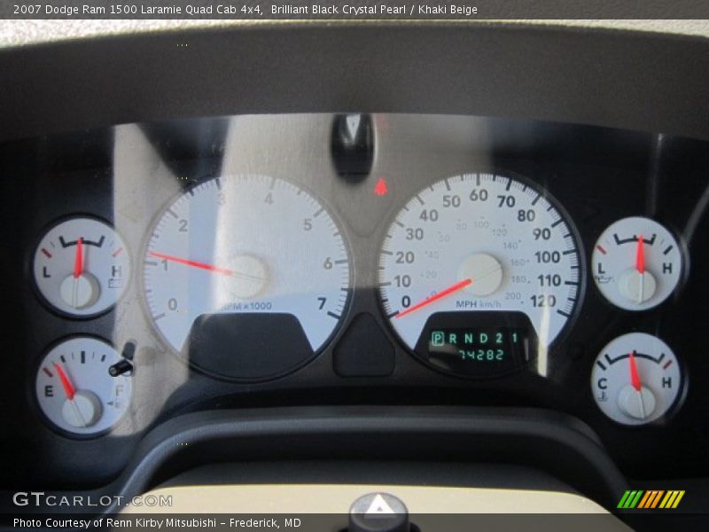 Brilliant Black Crystal Pearl / Khaki Beige 2007 Dodge Ram 1500 Laramie Quad Cab 4x4