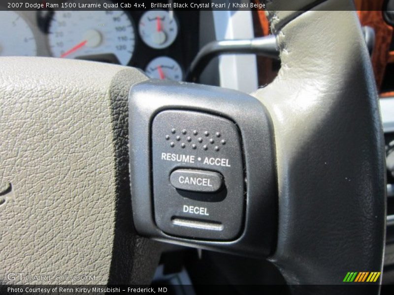 Brilliant Black Crystal Pearl / Khaki Beige 2007 Dodge Ram 1500 Laramie Quad Cab 4x4