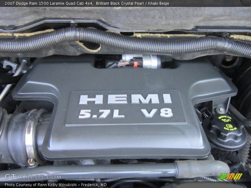 Brilliant Black Crystal Pearl / Khaki Beige 2007 Dodge Ram 1500 Laramie Quad Cab 4x4