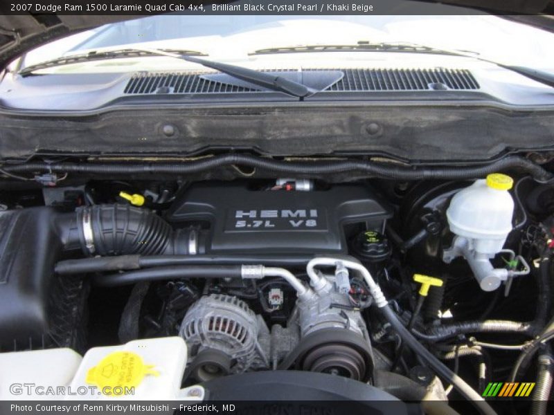 Brilliant Black Crystal Pearl / Khaki Beige 2007 Dodge Ram 1500 Laramie Quad Cab 4x4