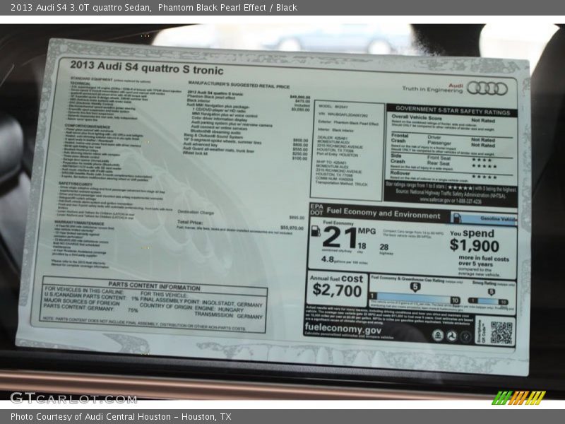  2013 S4 3.0T quattro Sedan Window Sticker