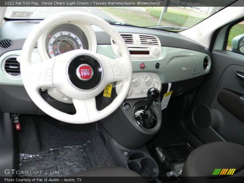 Verde Chiaro (Light Green) / Tessuto Marrone/Avorio (Brown/Ivory) 2012 Fiat 500 Pop