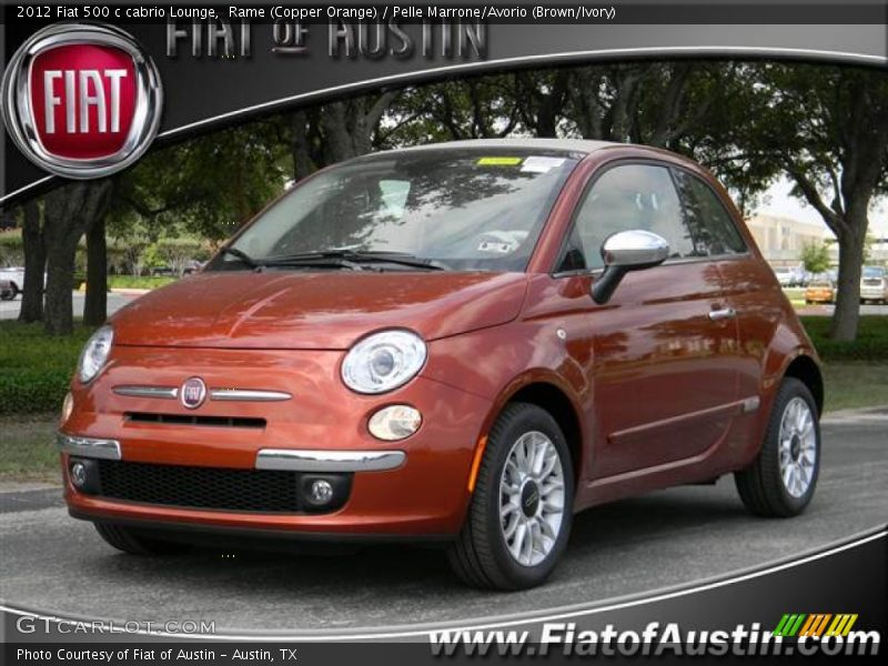 Rame (Copper Orange) / Pelle Marrone/Avorio (Brown/Ivory) 2012 Fiat 500 c cabrio Lounge