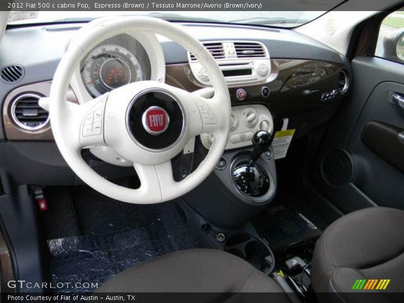Espresso (Brown) / Tessuto Marrone/Avorio (Brown/Ivory) 2012 Fiat 500 c cabrio Pop