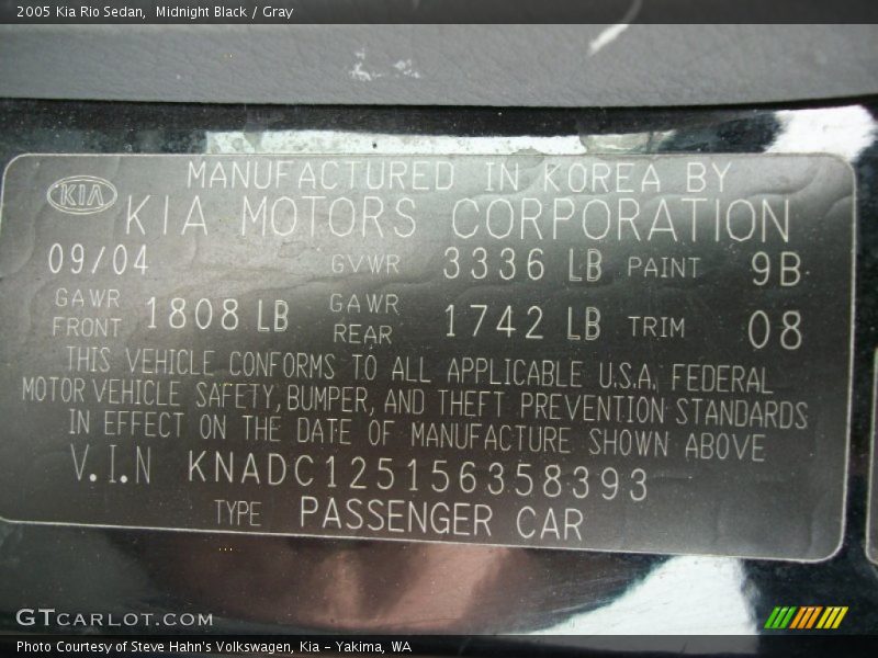 Midnight Black / Gray 2005 Kia Rio Sedan