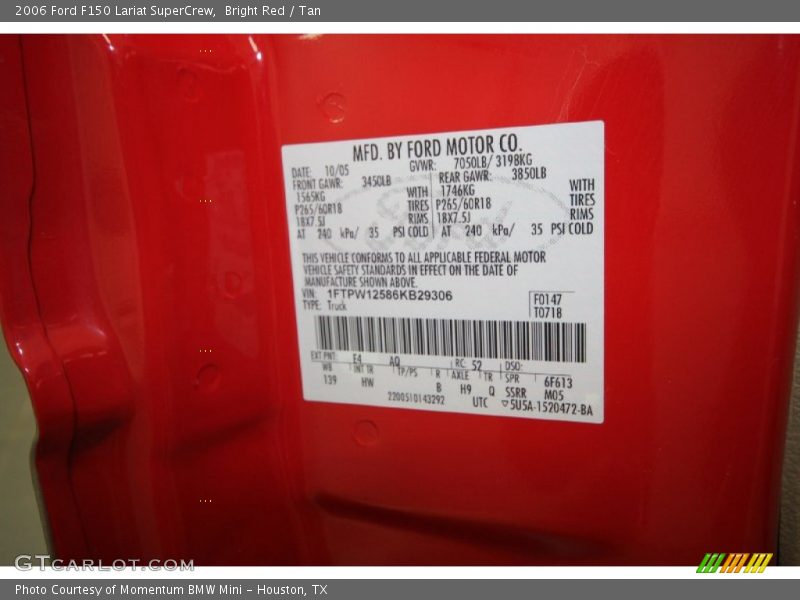 Bright Red / Tan 2006 Ford F150 Lariat SuperCrew