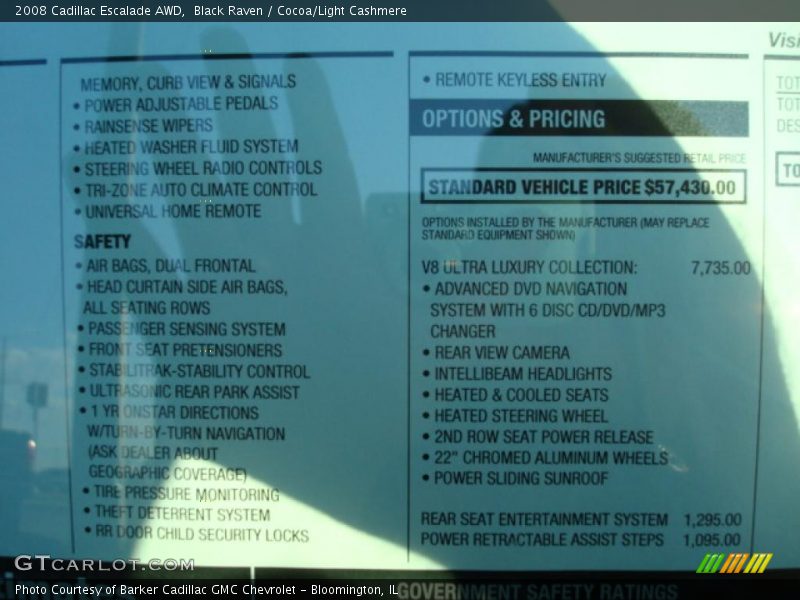 Black Raven / Cocoa/Light Cashmere 2008 Cadillac Escalade AWD