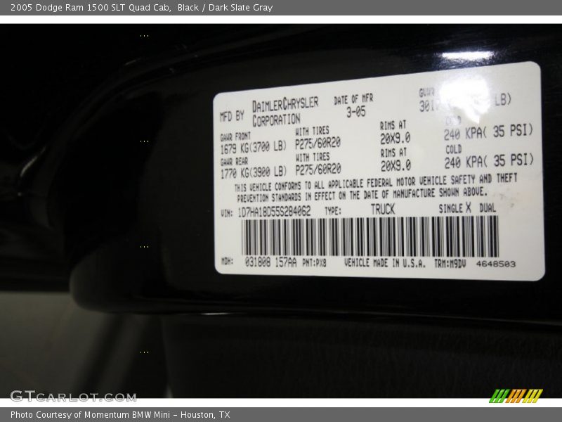 Black / Dark Slate Gray 2005 Dodge Ram 1500 SLT Quad Cab