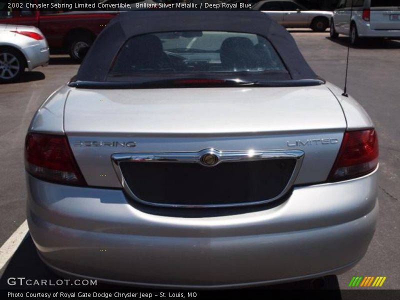 Brilliant Silver Metallic / Deep Royal Blue 2002 Chrysler Sebring Limited Convertible