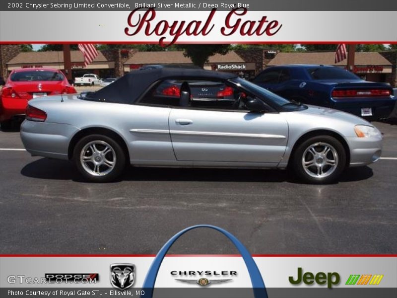 Brilliant Silver Metallic / Deep Royal Blue 2002 Chrysler Sebring Limited Convertible