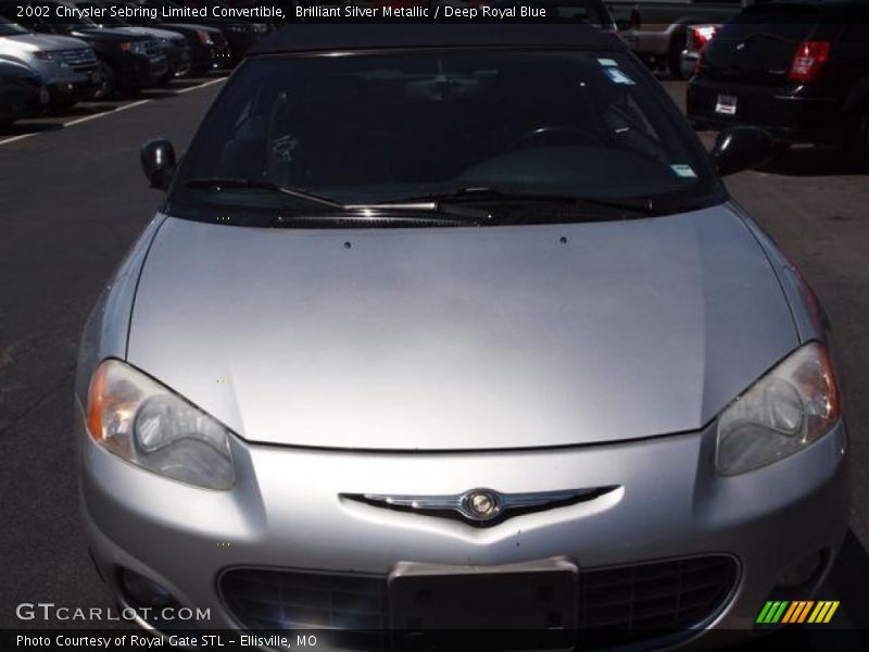 Brilliant Silver Metallic / Deep Royal Blue 2002 Chrysler Sebring Limited Convertible