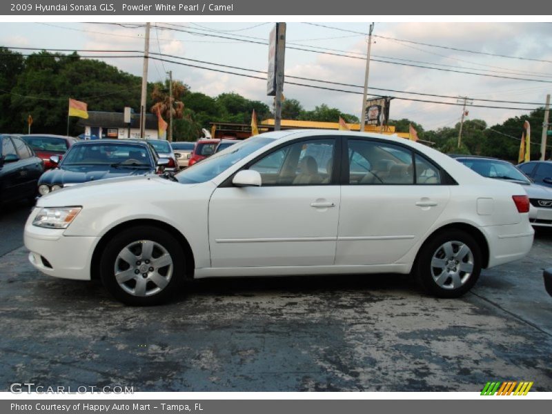 Powder White Pearl / Camel 2009 Hyundai Sonata GLS