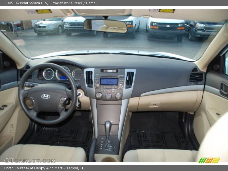 Powder White Pearl / Camel 2009 Hyundai Sonata GLS
