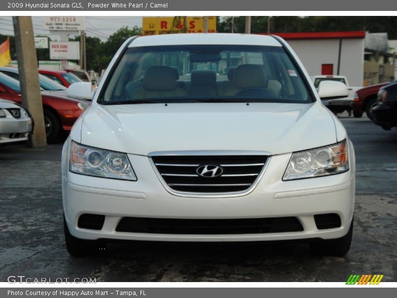 Powder White Pearl / Camel 2009 Hyundai Sonata GLS