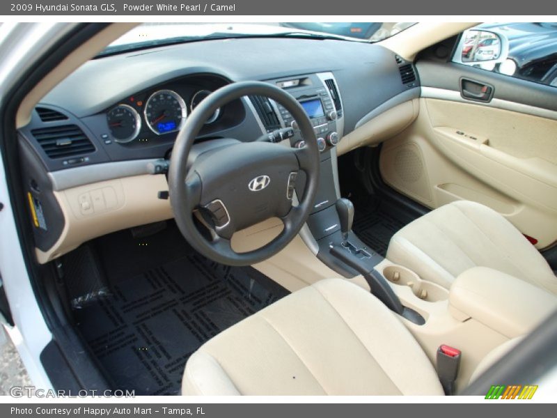 Powder White Pearl / Camel 2009 Hyundai Sonata GLS