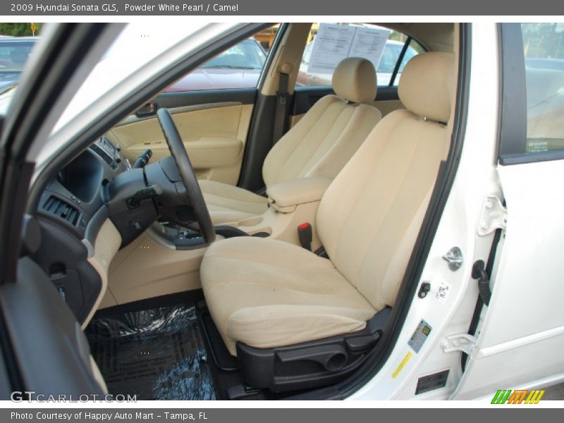 Powder White Pearl / Camel 2009 Hyundai Sonata GLS