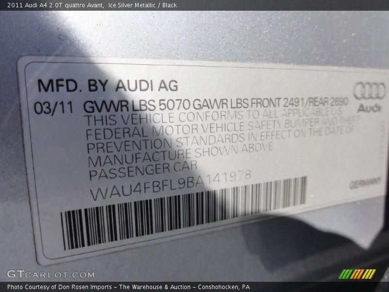 Ice Silver Metallic / Black 2011 Audi A4 2.0T quattro Avant
