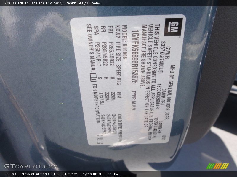 Stealth Gray / Ebony 2008 Cadillac Escalade ESV AWD