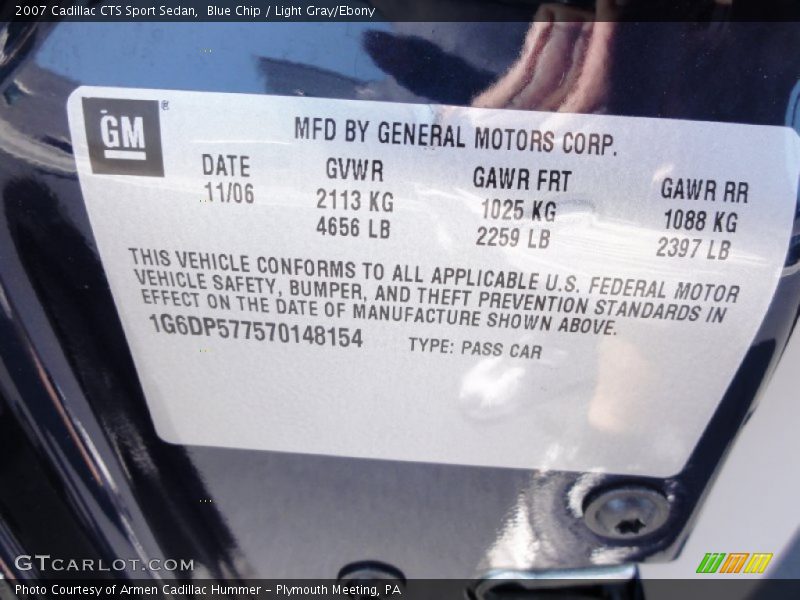 Blue Chip / Light Gray/Ebony 2007 Cadillac CTS Sport Sedan