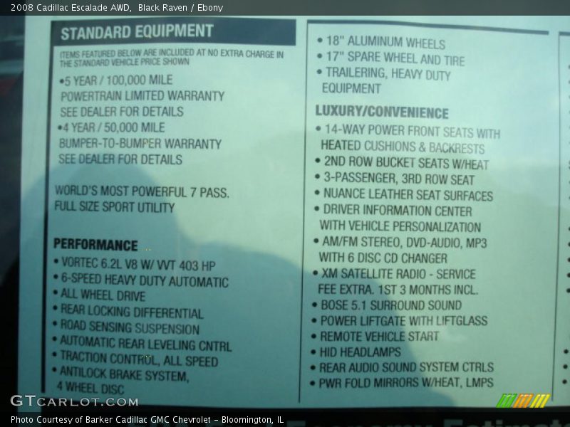 Black Raven / Ebony 2008 Cadillac Escalade AWD