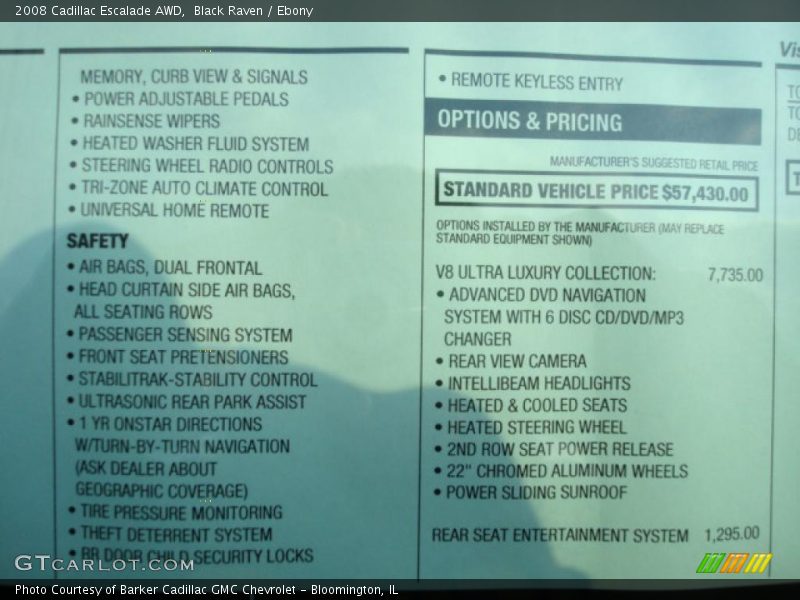 Black Raven / Ebony 2008 Cadillac Escalade AWD