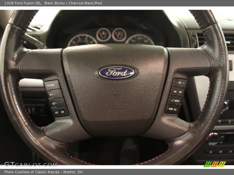 Black Ebony / Charcoal Black/Red 2008 Ford Fusion SEL