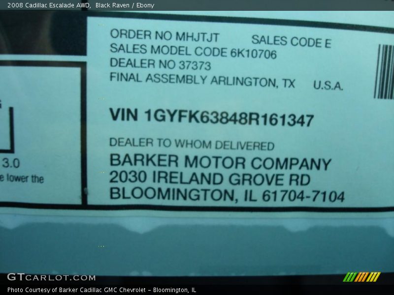 Black Raven / Ebony 2008 Cadillac Escalade AWD