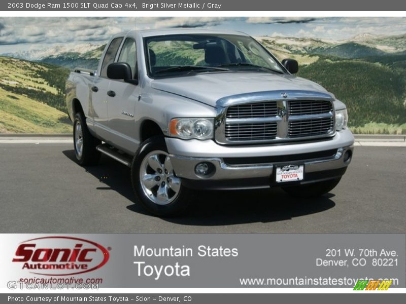 Bright Silver Metallic / Gray 2003 Dodge Ram 1500 SLT Quad Cab 4x4