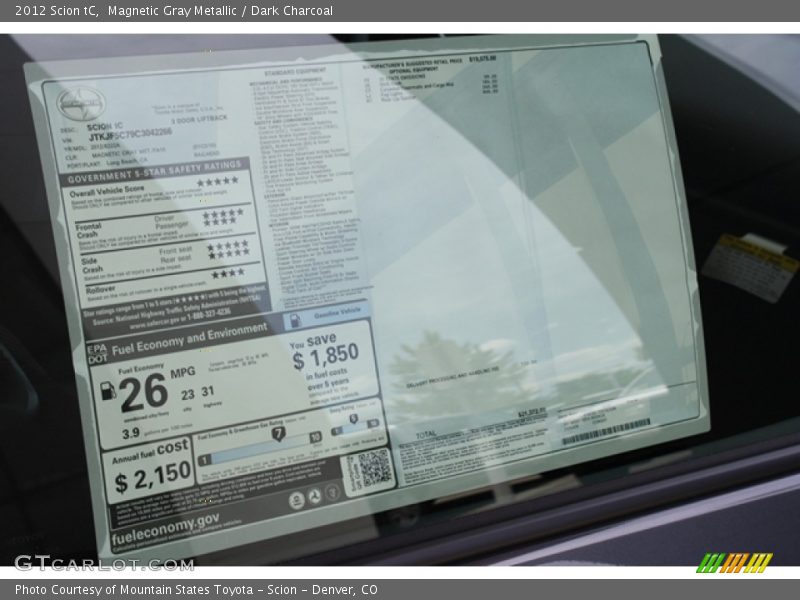 Magnetic Gray Metallic / Dark Charcoal 2012 Scion tC