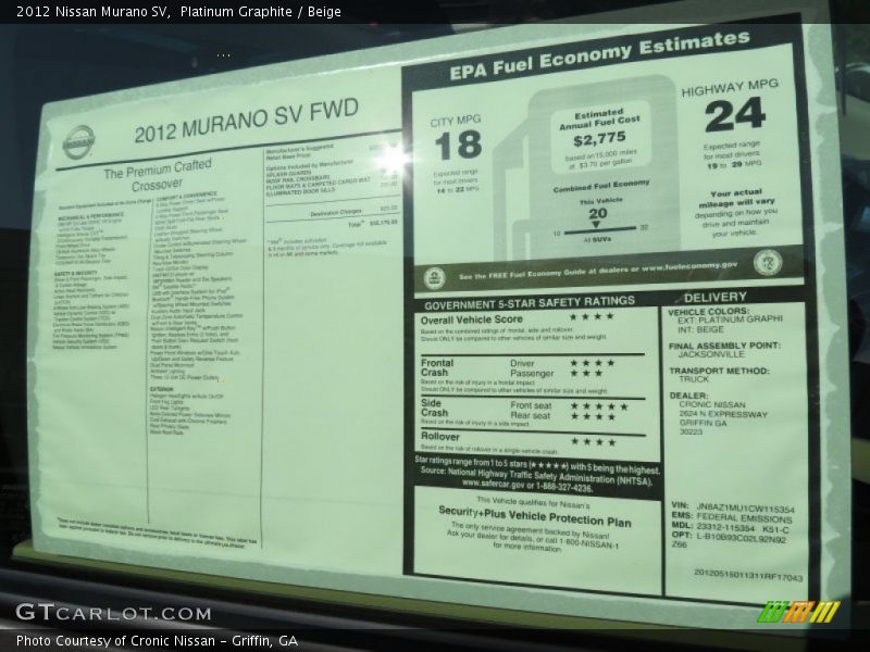 Platinum Graphite / Beige 2012 Nissan Murano SV