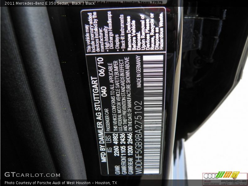 Black / Black 2011 Mercedes-Benz E 350 Sedan