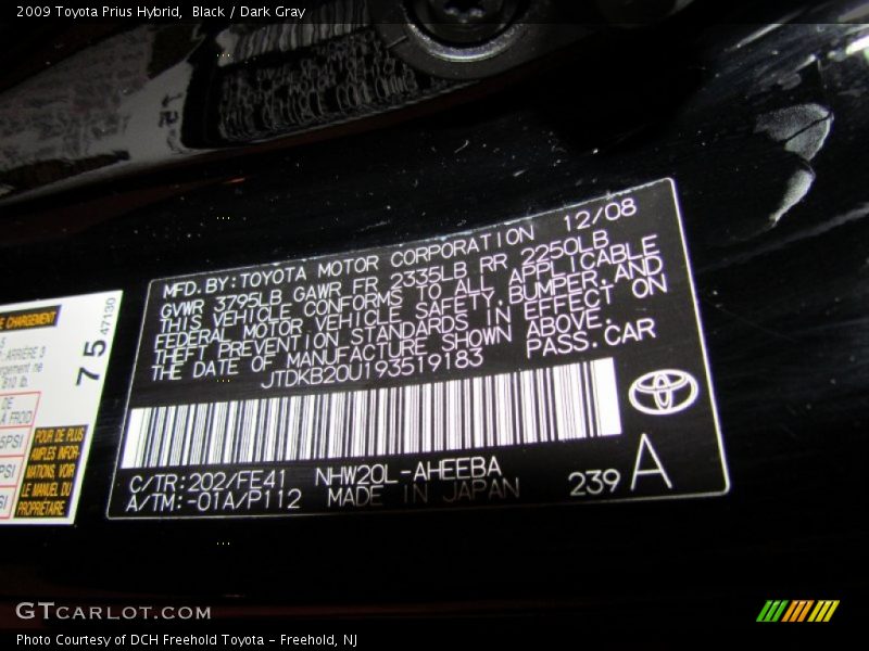 Black / Dark Gray 2009 Toyota Prius Hybrid