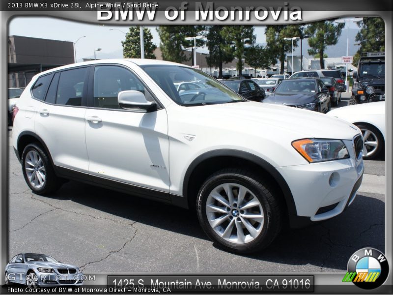 Alpine White / Sand Beige 2013 BMW X3 xDrive 28i