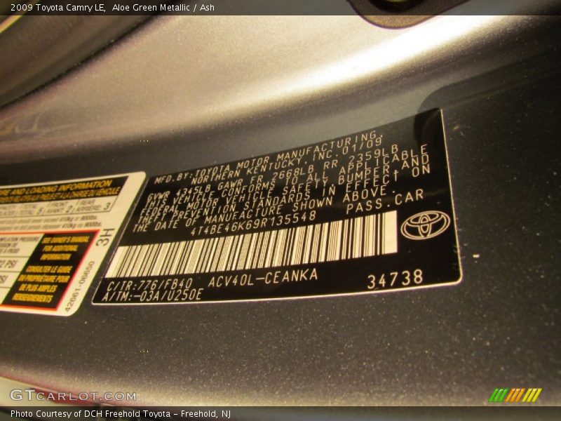 Aloe Green Metallic / Ash 2009 Toyota Camry LE