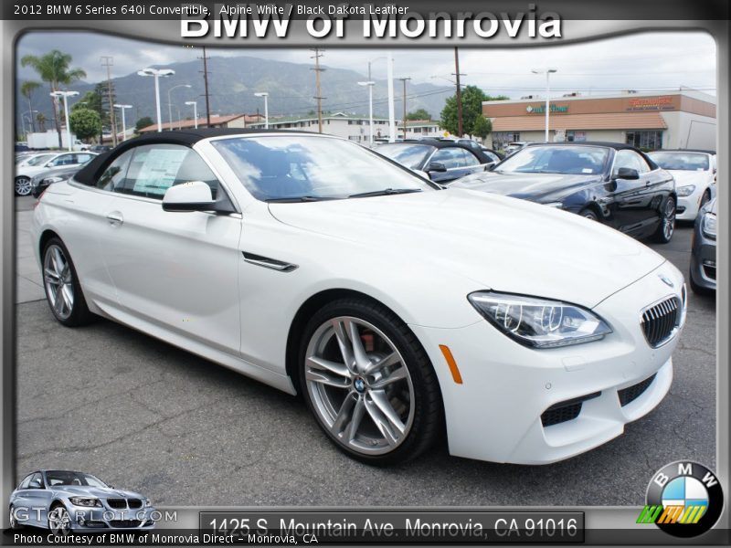 Alpine White / Black Dakota Leather 2012 BMW 6 Series 640i Convertible