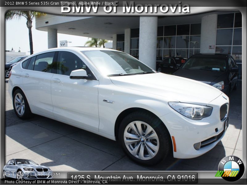 Alpine White / Black 2012 BMW 5 Series 535i Gran Turismo