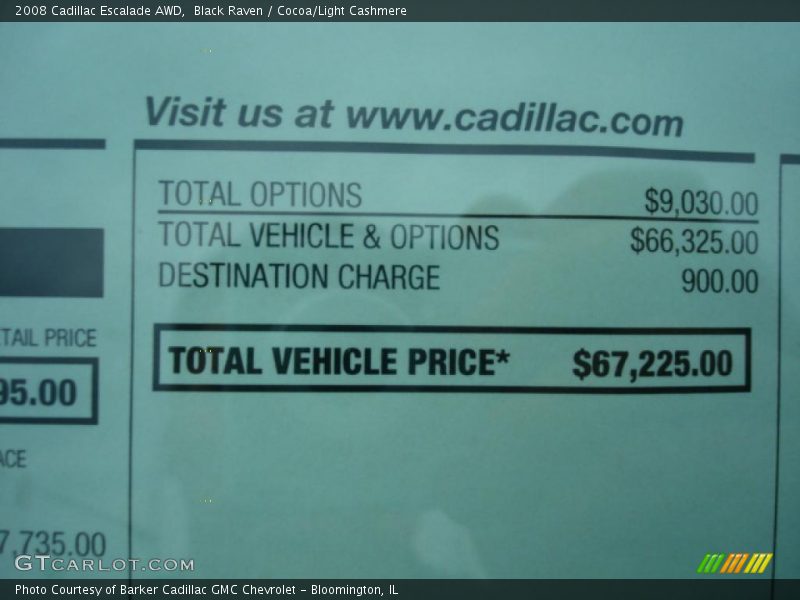 Black Raven / Cocoa/Light Cashmere 2008 Cadillac Escalade AWD