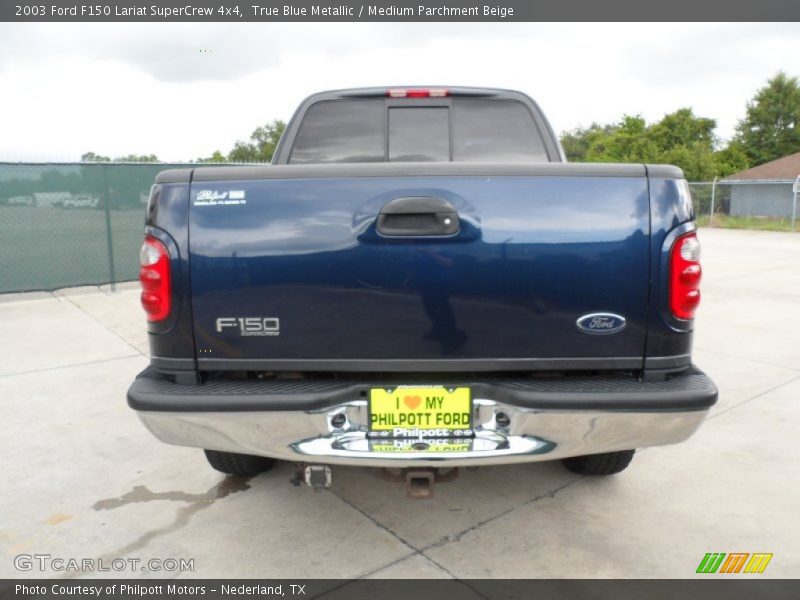 True Blue Metallic / Medium Parchment Beige 2003 Ford F150 Lariat SuperCrew 4x4