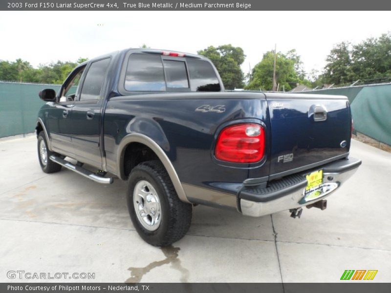 True Blue Metallic / Medium Parchment Beige 2003 Ford F150 Lariat SuperCrew 4x4